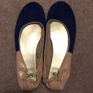 Blue and tan flats